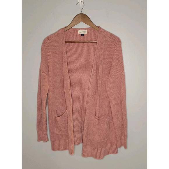 Universal Thread Sweaters - Pink Confetti Cardigan‎ Sweater Open Front Duster Oversized Pockets M Merium